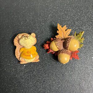 2 Vintage Hallmark FALL Brooches/Pins.  Fall Whimsy